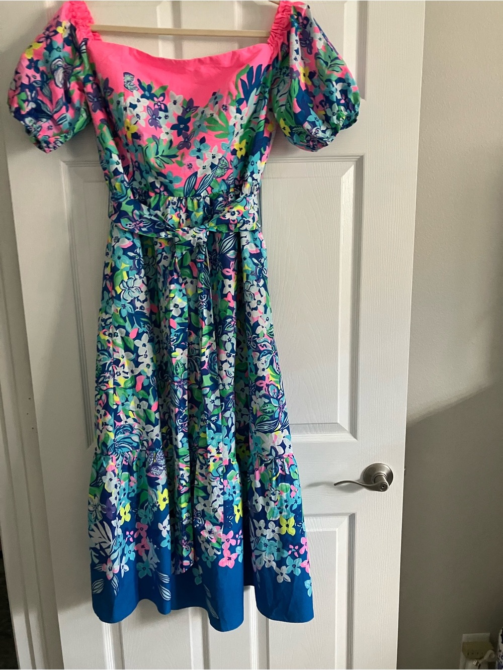 NWOT Lilly Pulitzer Zolie Floral Off-Shoulder midi dress 12